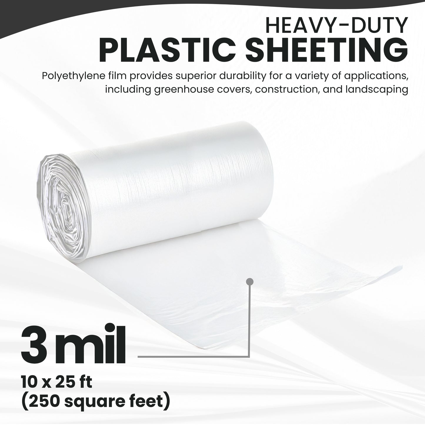 Plastic Sheeting – 10 x 25 ft, 3 Mil, UV-Resistant (Clear, 2-Pack)