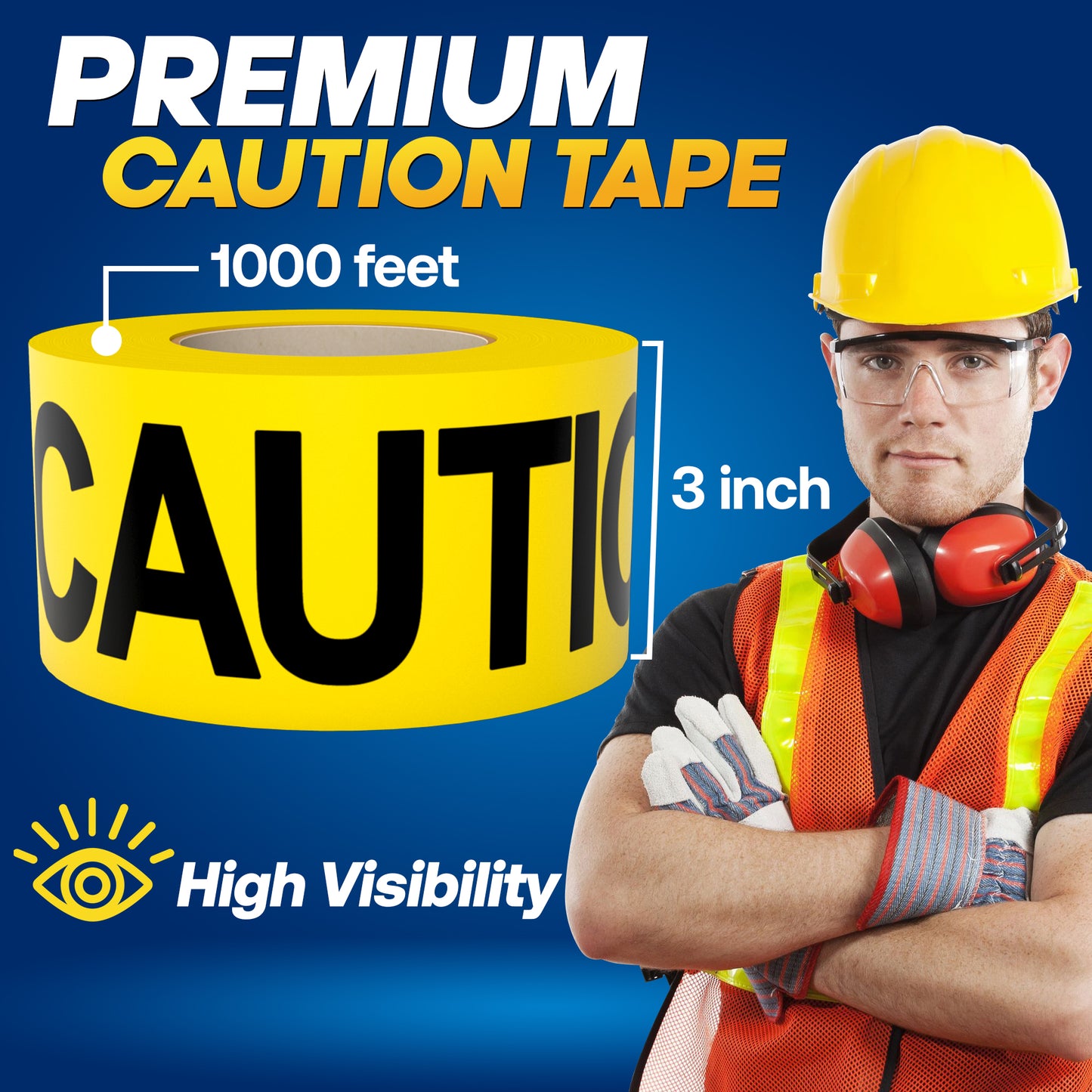 Yellow Caution Tape 3 inch x 1000 feet