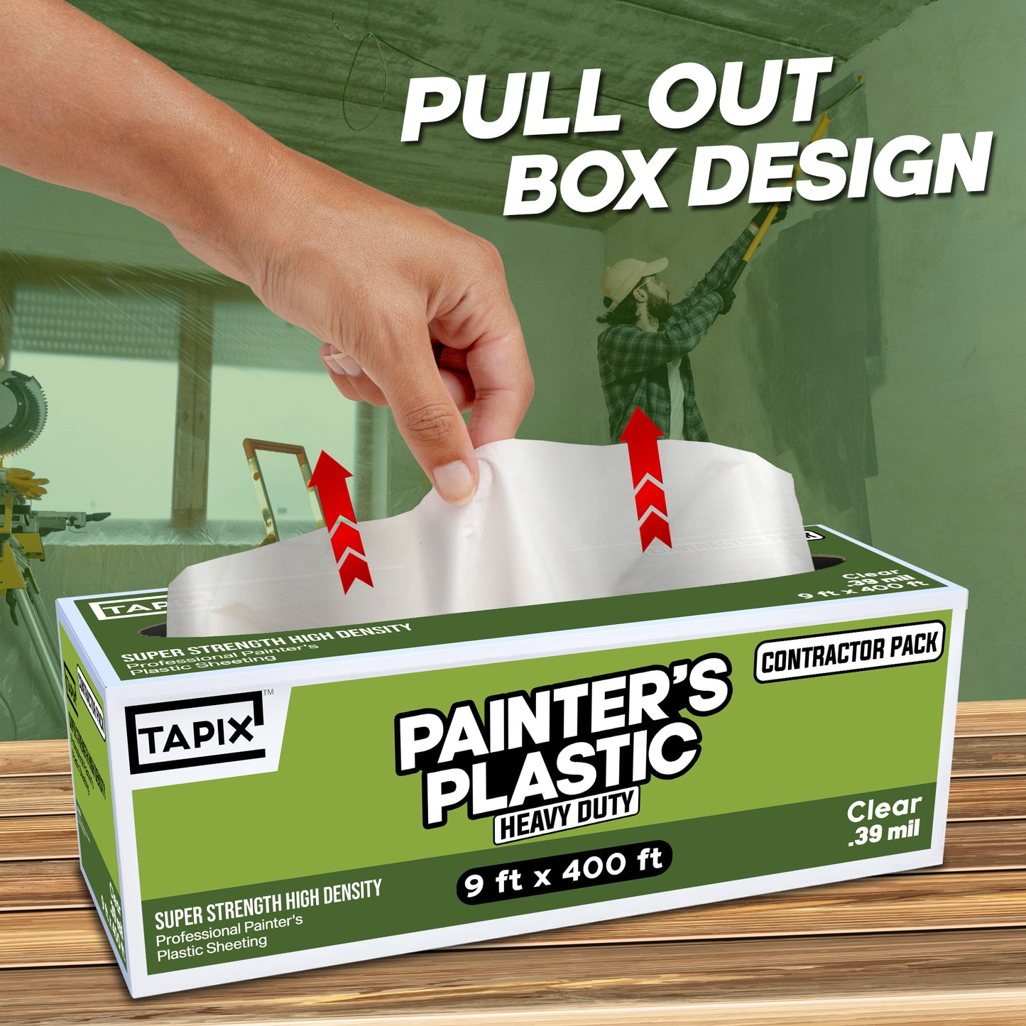Plastic Sheeting (9' x 400') Long 0.39 mil, Heavy Duty Poly Sheeting Polyethylene Film