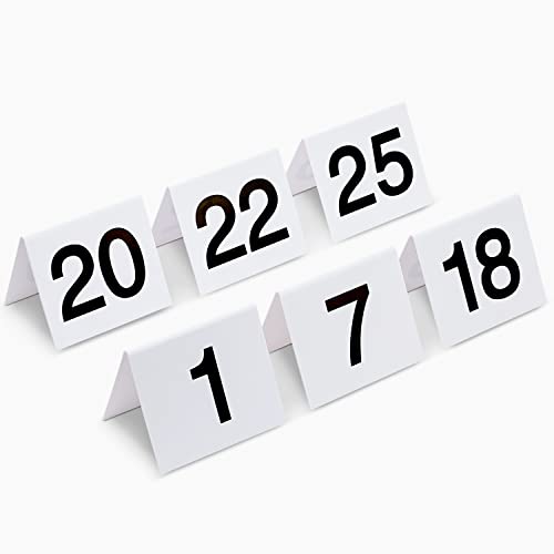 Restaurant Table Numbers 1-25 White (3 in x 3.5 in)