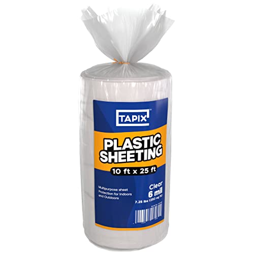 Plastic Sheeting (10' x 25') Long, 6 Mil Poly Sheeting Polyethylene Film