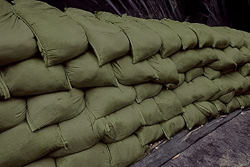 Empty Sandbags Military Green with Ties (Bundle of 10) 14" x 26"