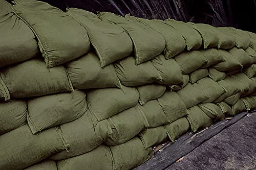 Empty Sandbags Military Green with Ties (Bundle of 100) 14" x 26"