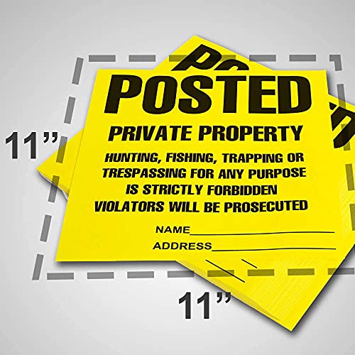 Posted Signs No Trespassing No Hunting Signs (100 Pack) 11” x 11"