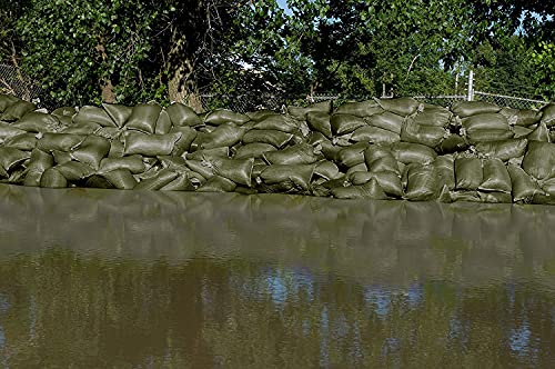 Empty Sandbags Military Green with Ties (Bundle of 10) 14" x 26"