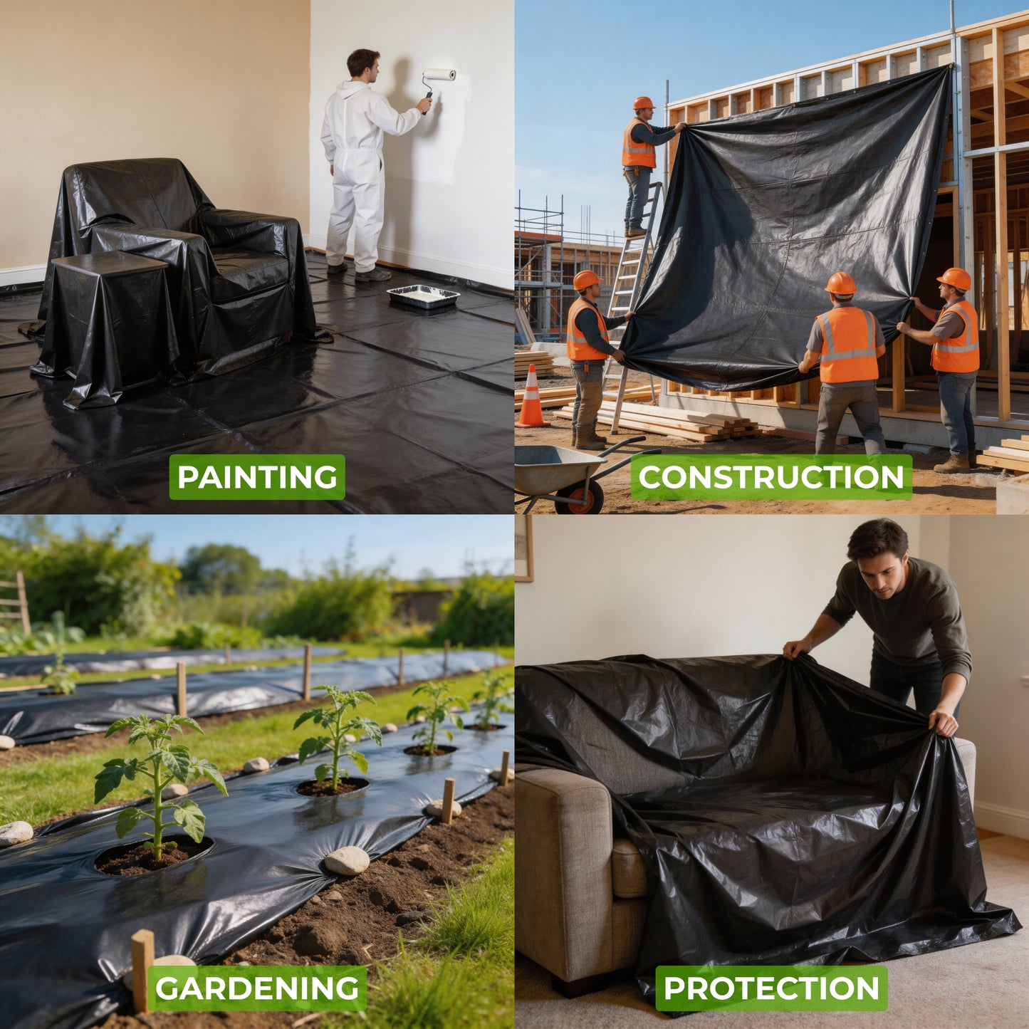 Plastic Sheeting – 10 x 25 ft, 3 Mil, UV-Resistant (Black, 2-Pack) (Copy)
