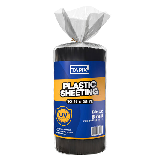Plastic Sheeting – 10 x 25 ft, 6 Mil, UV-Resistant (Black)