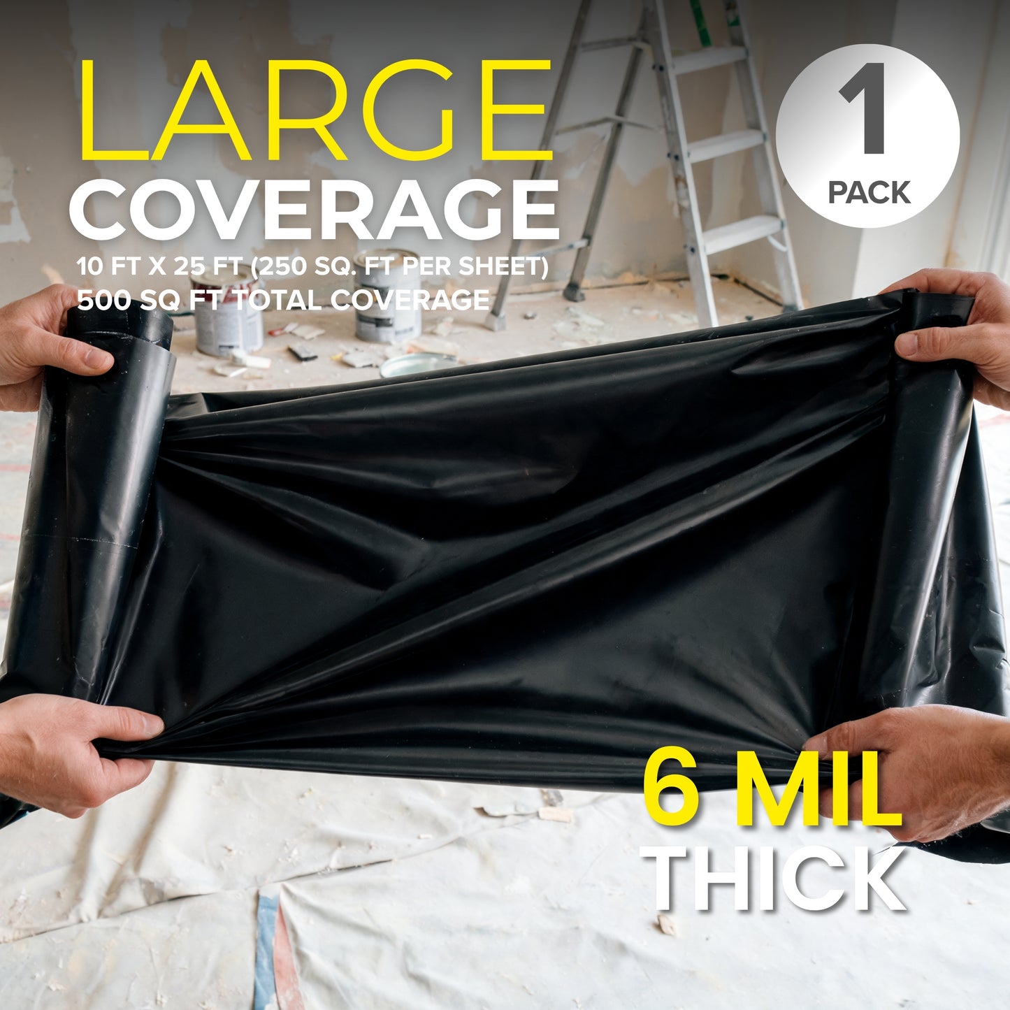 Plastic Sheeting – 10 x 25 ft, 6 Mil, UV-Resistant (Black) (Copy)