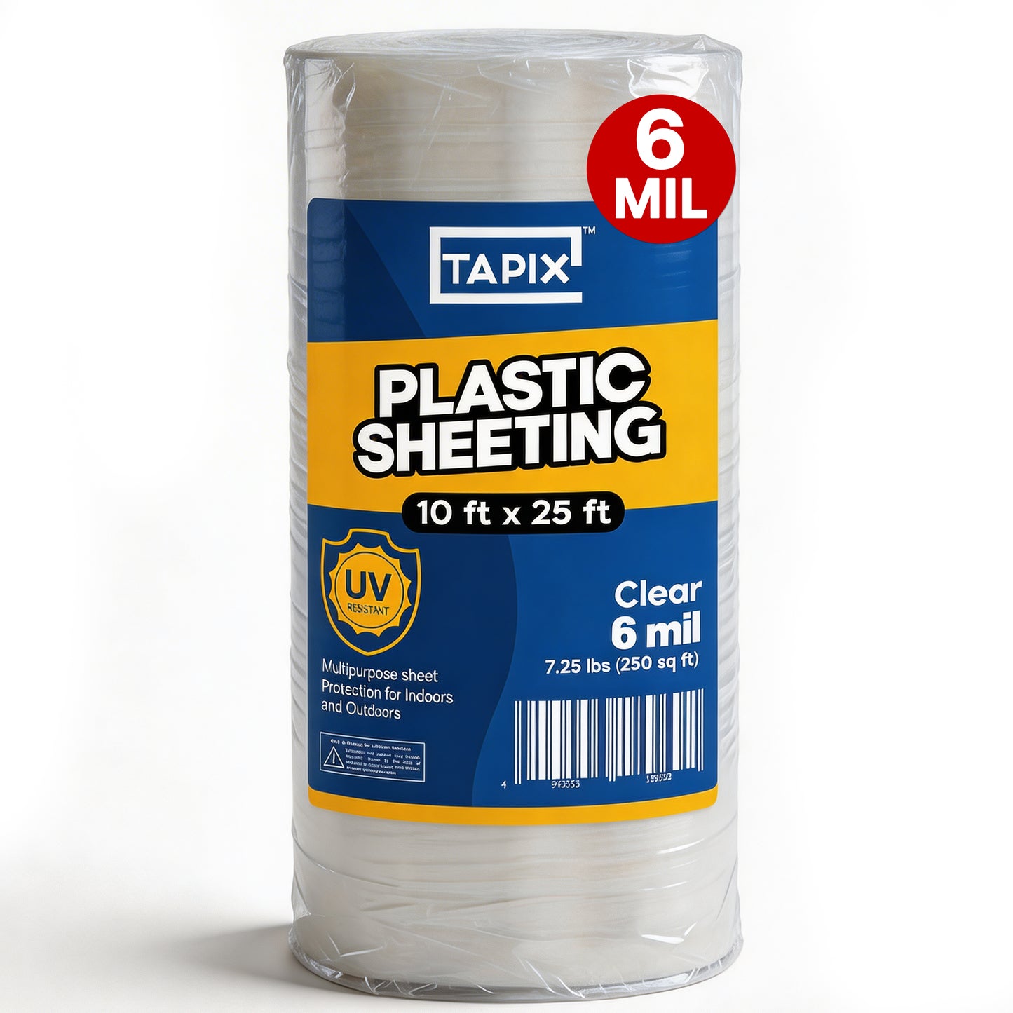Plastic Sheeting – 10 x 25 ft, 6 Mil, UV-Resistant (Clear)
