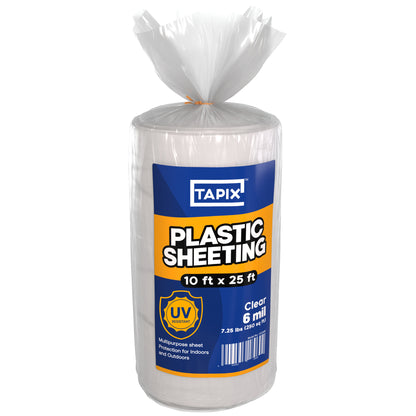Plastic Sheeting – 10 x 25 ft, 6 Mil, UV-Resistant (Clear)