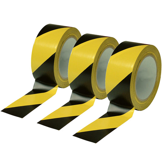 Black & Yellow Hazard Warning Safety Stripe Floor Tape (3 Pack) 2 Inch x 108 Feet