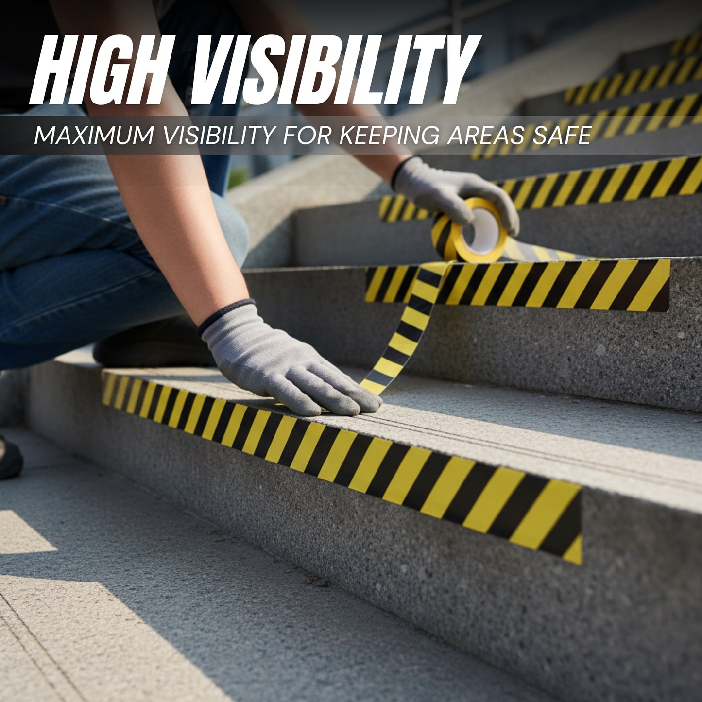 Black and Yellow Stripe Safety Stripe Tape 3in X 18Yds