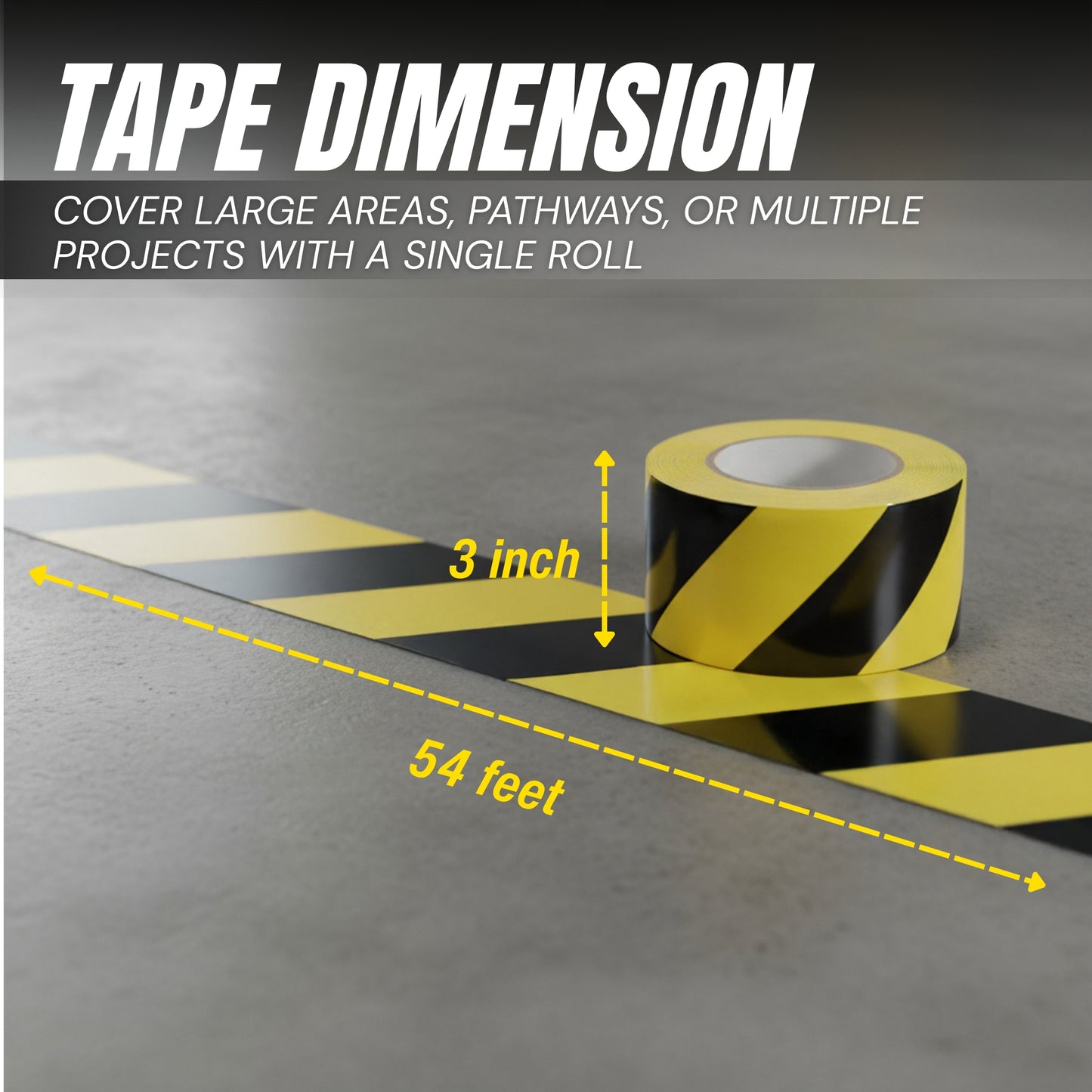 Black and Yellow Stripe Safety Stripe Tape 3in X 18Yds