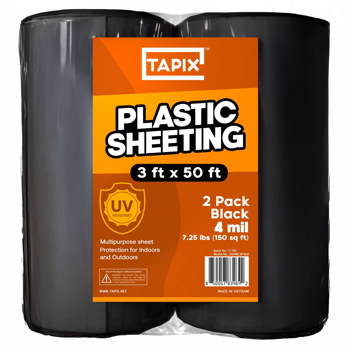 Plastic Sheeting – 3 x 50 ft, 3 Mil, UV-Resistant (Black, 2-Pack)