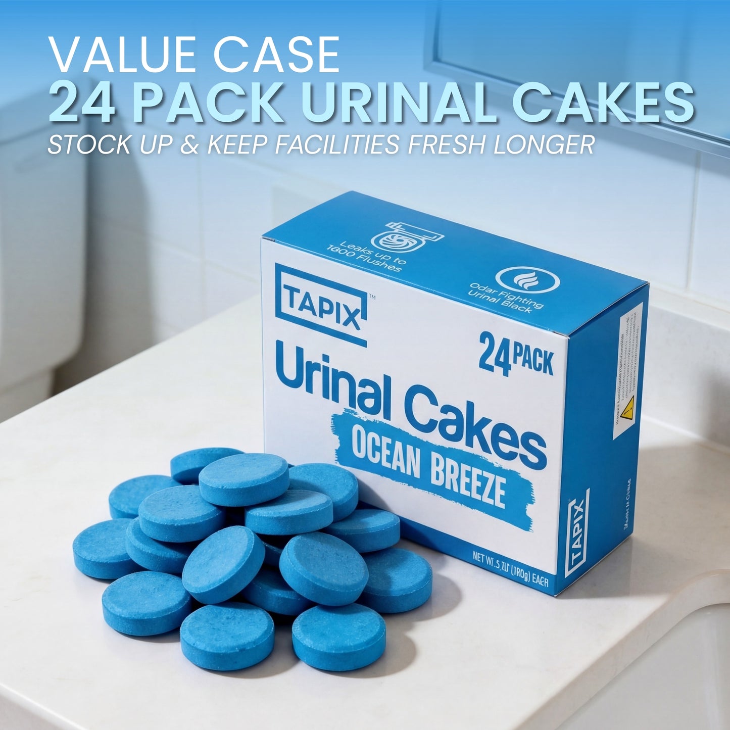 Urinal Deodorizing Block, Ocean Breeze Scent (Case of 24)