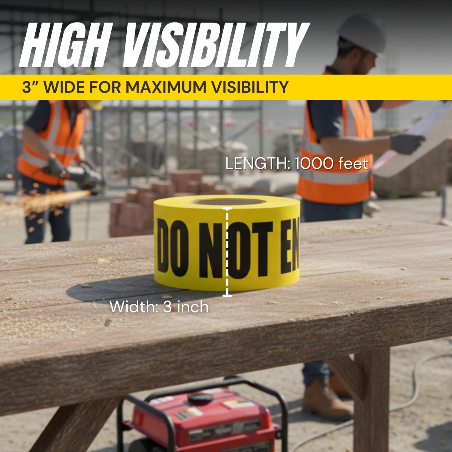 Caution Do Not Enter Tape (2 Pack) 3 inch X 1000 feet