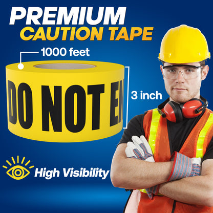 Caution Do Not Enter Tape (2 Pack) 3 inch X 1000 feet