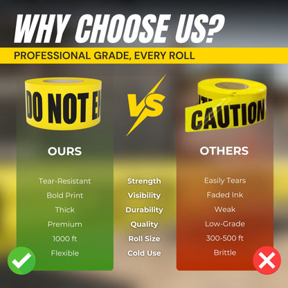 Caution Do Not Enter Tape (2 Pack) 3 inch X 1000 feet