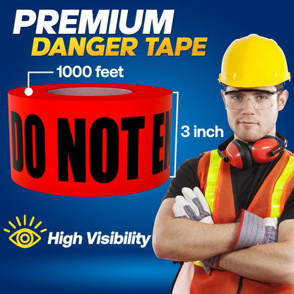 Red Danger Do Not Enter Tape (2 Pack) 3 inch X 1000 feet