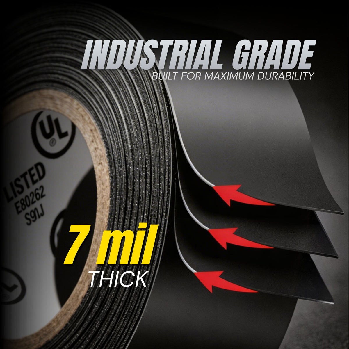 Black Electrical Tape 2 inch wide 66 ft long 7 mil Thick