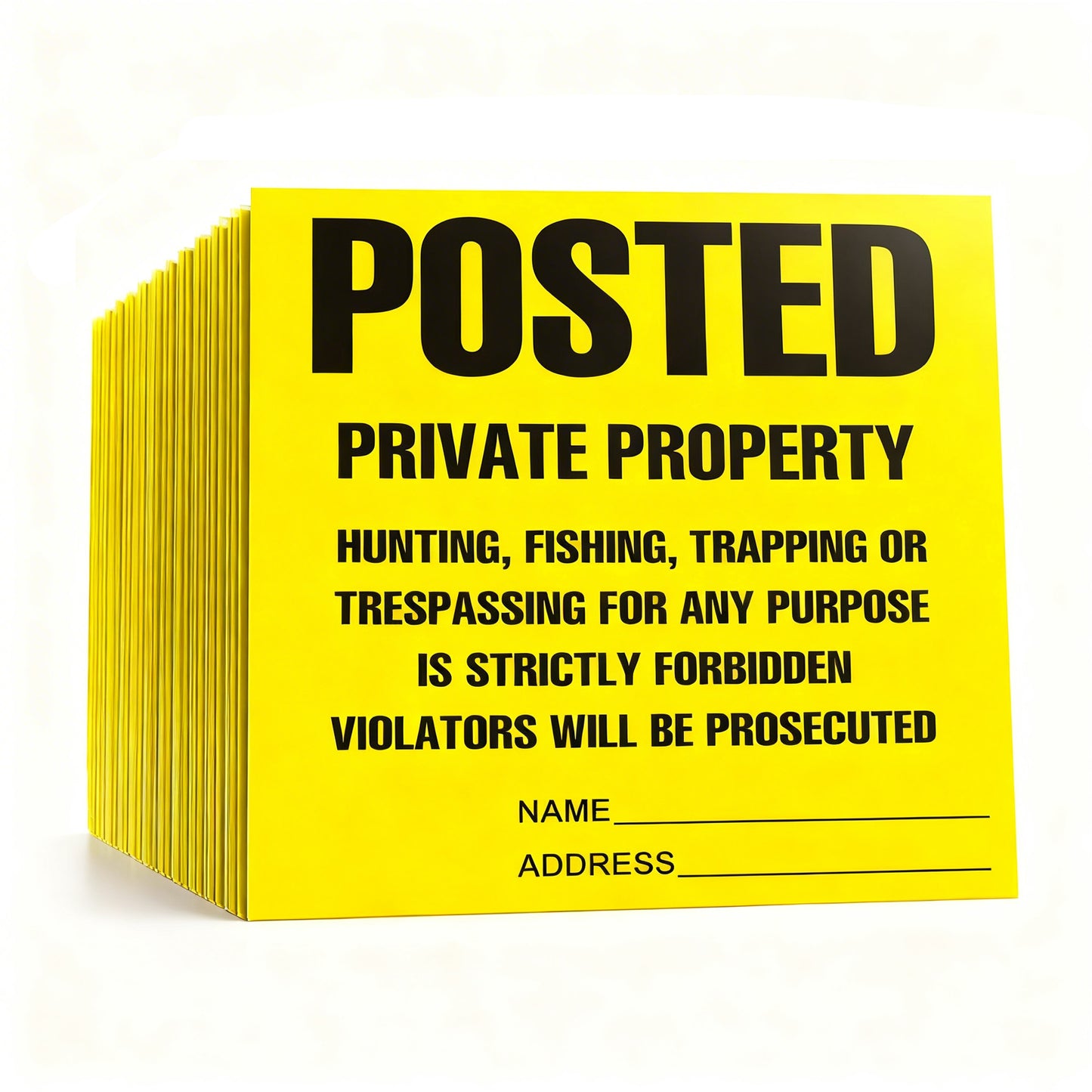 Posted Signs No Trespassing No Hunting Signs (100 Pack) 11” x 11"
