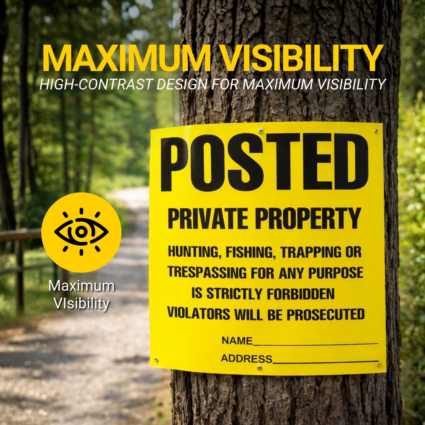 Posted Signs No Trespassing No Hunting Signs (100 Pack) 11” x 11"