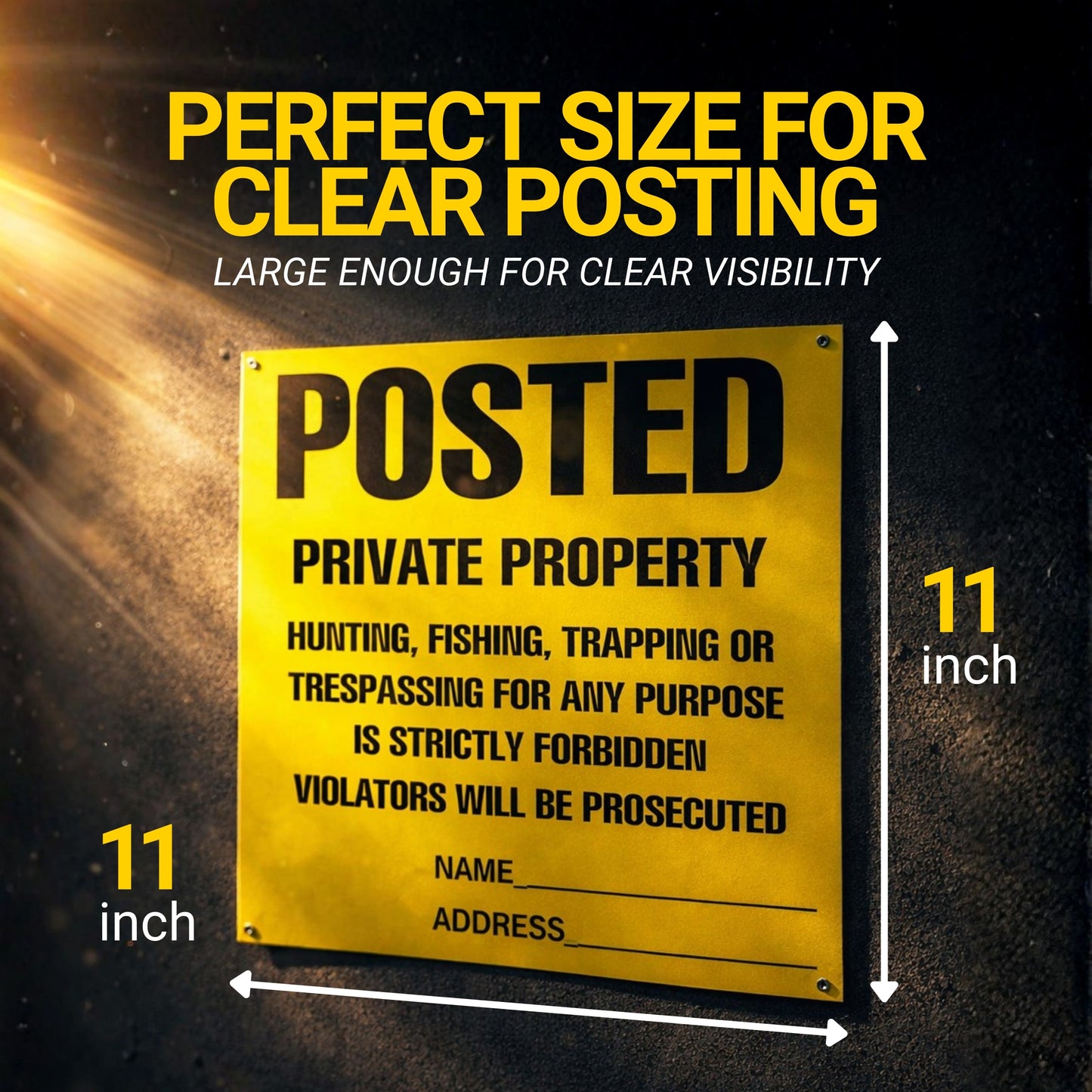 Posted Signs No Trespassing No Hunting Signs (100 Pack) 11” x 11"