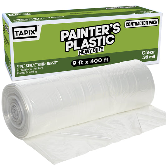 Plastic Sheeting (9' x 400') Long 0.39 mil, Heavy Duty Poly Sheeting Polyethylene Film