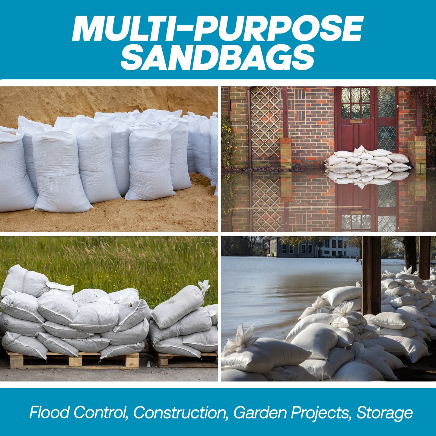 Empty White Sandbags with Ties (Bundle of 10) 14" x 26"