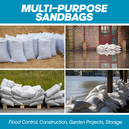 Empty White Sandbags with Ties (Bundle of 100) 14" x 26