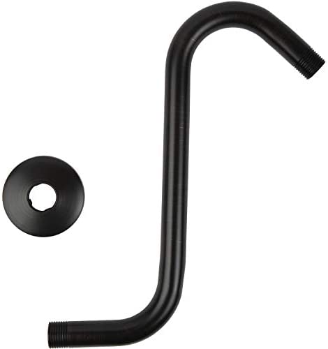 High Rise Shower Arm with Flange, "S" Shaped Shower Head Extension Arm, 10 inch Bronze Shower Arm Extension