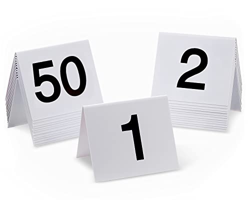Restaurant Table Numbers 1-50 White (3 in x 3.5 in)