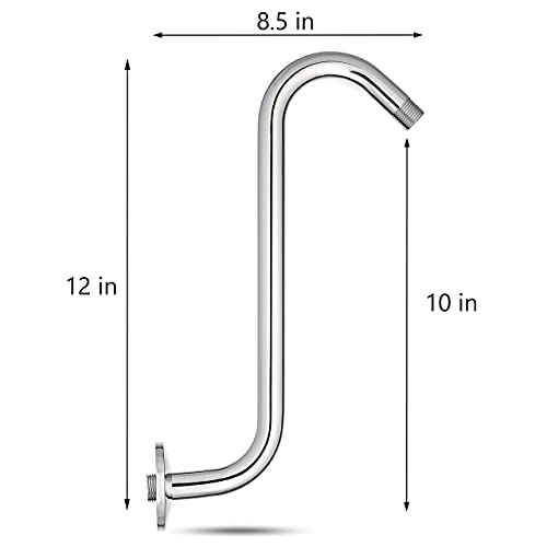 12 Inch High Rise Shower Arm Chrome with Flange