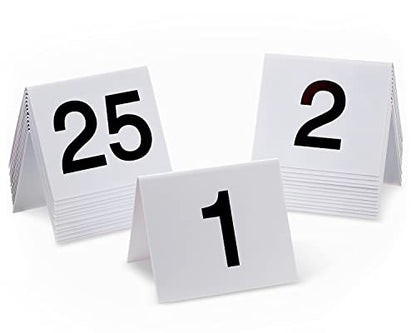 Restaurant Table Numbers 1-25 White (3 in x 3.5 in)