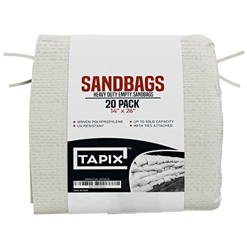 Empty White Sandbags with Ties (Bundle of 20) 14" x 26"