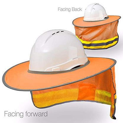 Hard Hat Sun Shield Full Brim Mesh Sun Shade Protection (Orange)