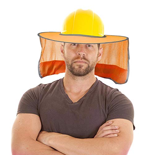 Hard Hat Sun Shield Full Brim Mesh Sun Shade Protection (Orange)