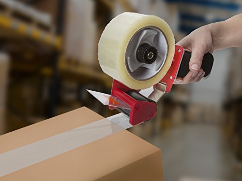 Heavy Duty Packing Tape Dispenser with Cushion Grip Comes with 2" Wide Clear Tape, 110 Yds Long