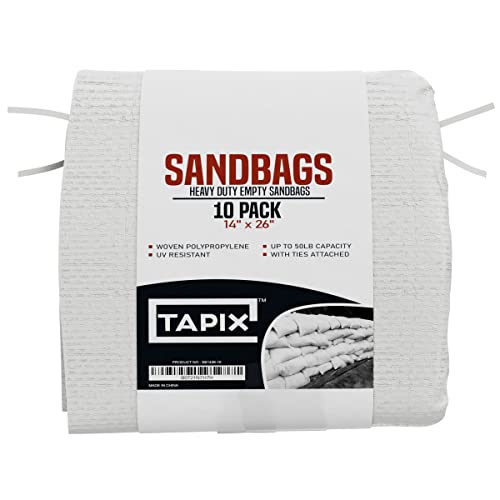 Empty White Sandbags with Ties (Bundle of 10) 14" x 26"