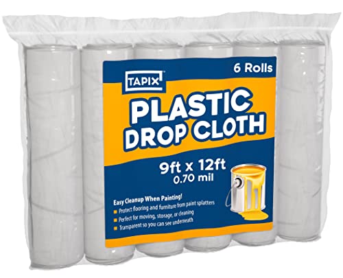 Painters Plastic Drop Cloth 6 Pack, 9x12 Feet