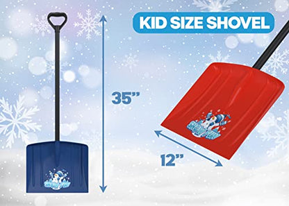 Kids Snow Shovel 36" Tall (2 Pack) Red & Blue