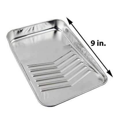 9 inch Metal Paint Roller Tray 3 Pack Metal Paint Tray with 10 Pack Plastic Paint Tray Liner