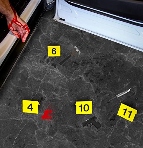 Crime Scene Kit - Includes 25 Evidence Markers Tents, 25 Crime Object Cards, 100ft Crime Scene Tape