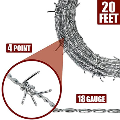 Barbed Wire Roll 25 feet 18 Gauge, 4 Point