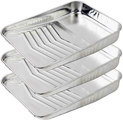 9 inch Metal Paint Roller Tray 3 Pack Metal Paint Tray with 10 Pack Plastic Paint Tray Liner