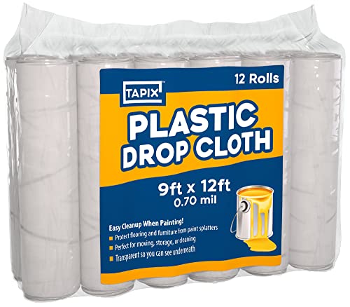 Painters Plastic Drop Cloth (12 Pack) 9x12 Feet