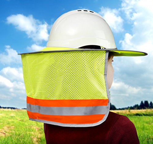 Hard Hat Sun Shield Full Brim Mesh Sun Shade Protection (Yellow Lime)