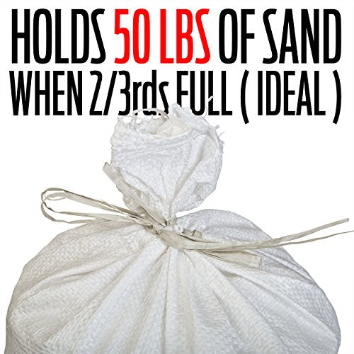 Empty White Sandbags with Ties (Bundle of 10) 14" x 26"