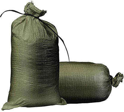 Empty Sandbags Military Green with Ties (Bundle of 100) 14" x 26"